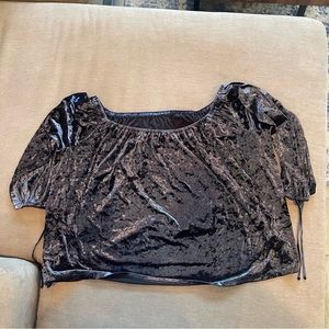 Off shoulder crushed velvet top